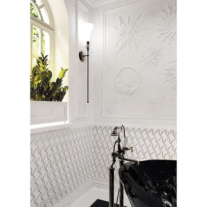 Waterjet Marble & Shell Carrara White CST-03-TRL-14