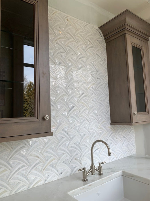 Waterjet Polished Calacatta Gold / Thassos / Shell Marble & Shell