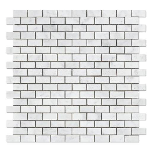 White Carrara Marble Mosaic - 5/8" x 1 1/4" Baby Brick Polished