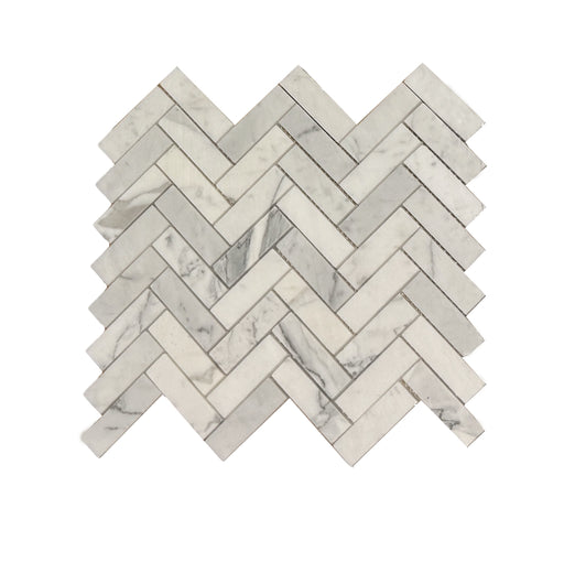 Venetian Calacatta Marble Mosaic - 1" x 3" Herringbone Honed