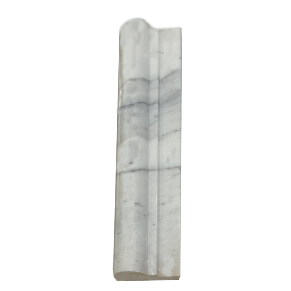 Venetian Calacatta Honed Marble Liner - 2" x 12" F1 Chair Rail