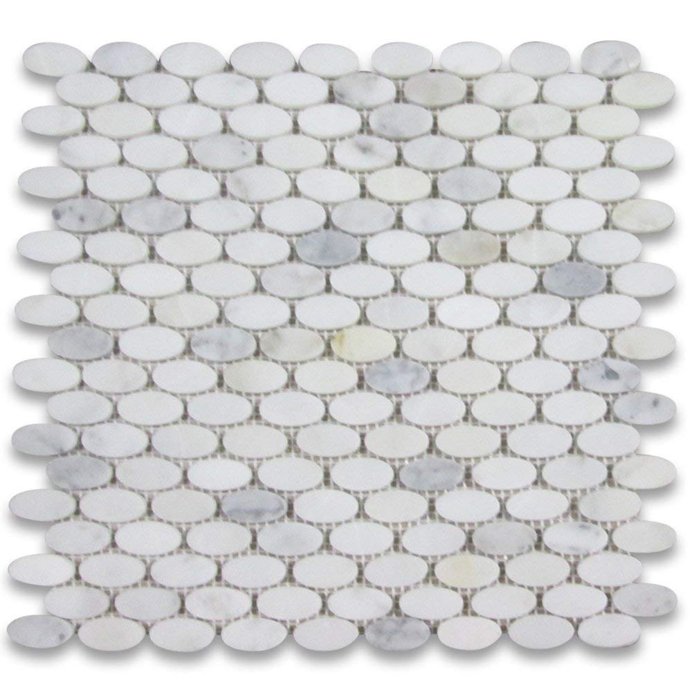 Calacatta Gold Marble Mosaic - 5/8" x 1" Oval Polished