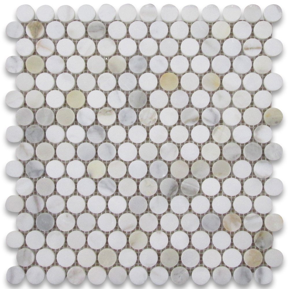 Calacatta Gold Marble Mosaic - Penny Round Honed