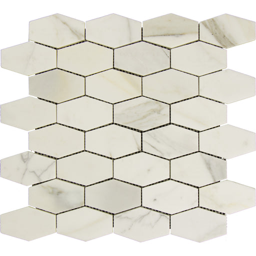 Calacatta Gold Marble Mosaic - 2" x 3" Elongated Hexagon Polished