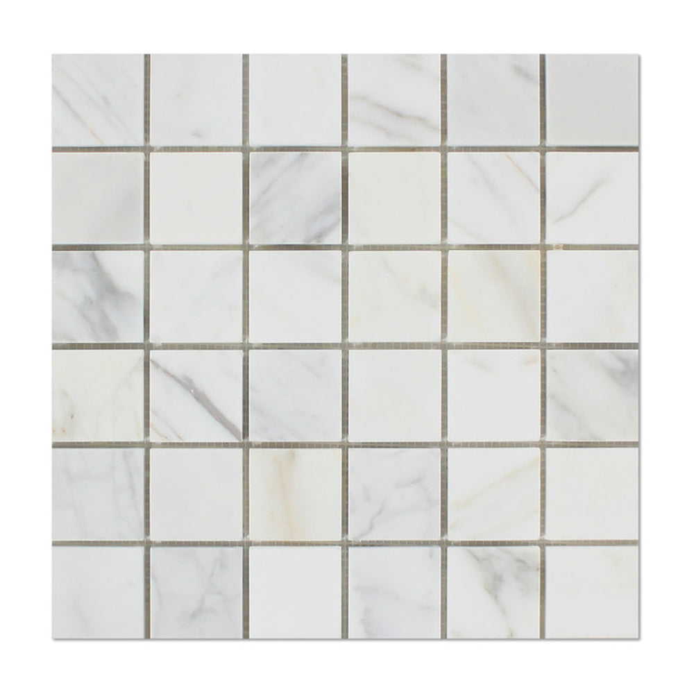 Calacatta Gold Marble Mosaic - 2" x 2" Honed