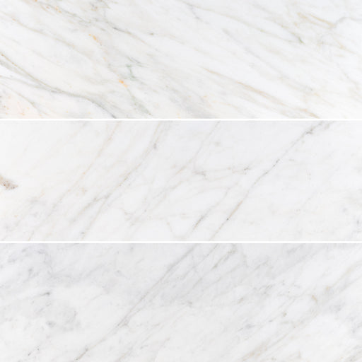 Full Tile Sample - Calacatta Caldia Marble Tile - 4" x 12" x 3/8" Honed