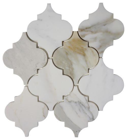 Calacatta Gold Marble Mosaic - 4" Arabesque Polished