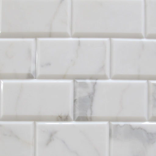 Calacatta Gold Beveled Marble Tile - Honed