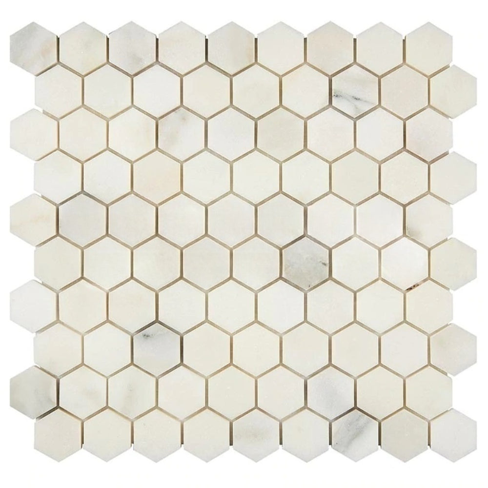 Calacatta Oliva Marble Mosaic - 1 1/4" x 1 1/4" Hexagon