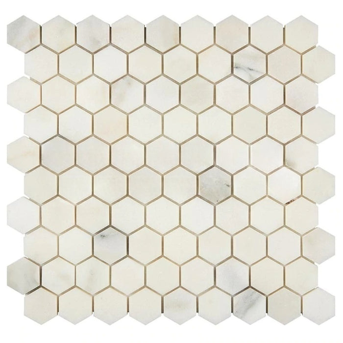 Calacatta Oliva Marble Mosaic - 1 1/4" x 1 1/4" Hexagon