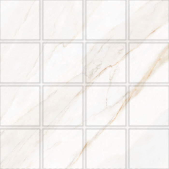 Full Sheet Sample - Icaro Calacatta Oro Porcelain Mosaic - 3" x 3" Matte