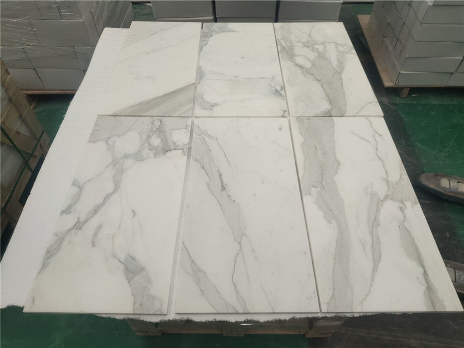 Polished Calacatta Paonazzo Marble Tile - 12" x 24" x 3/8"