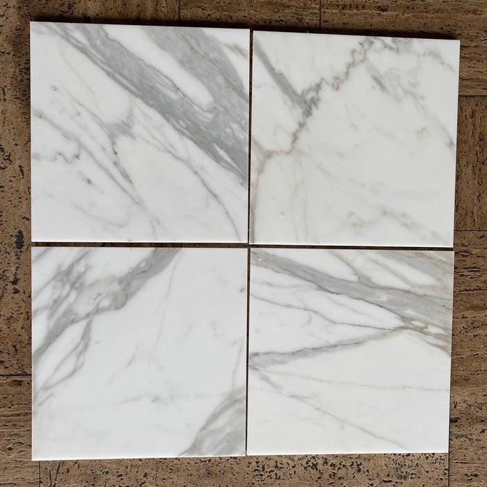 Honed Calacatta Gold Marble Tile - 12" x 12" x 3/8"