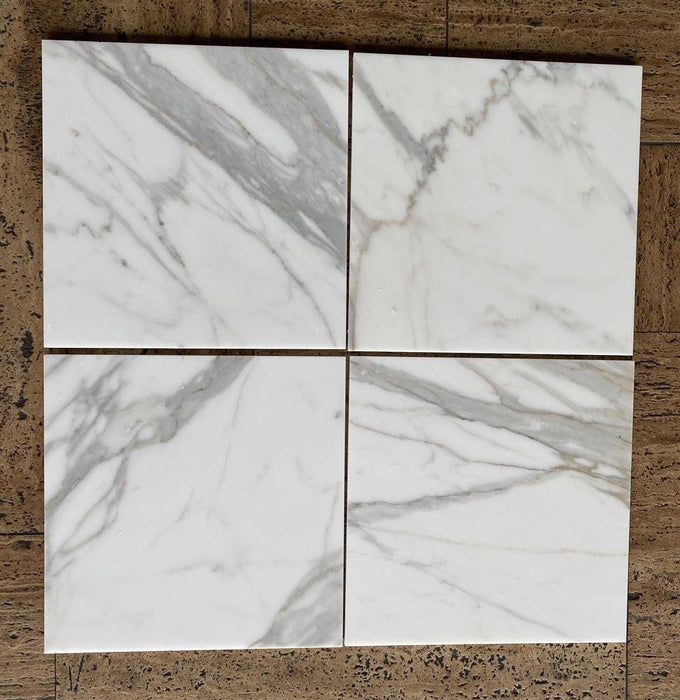 Polished Calacatta Gold Marble Tile - 12" x 12" x 3/8"