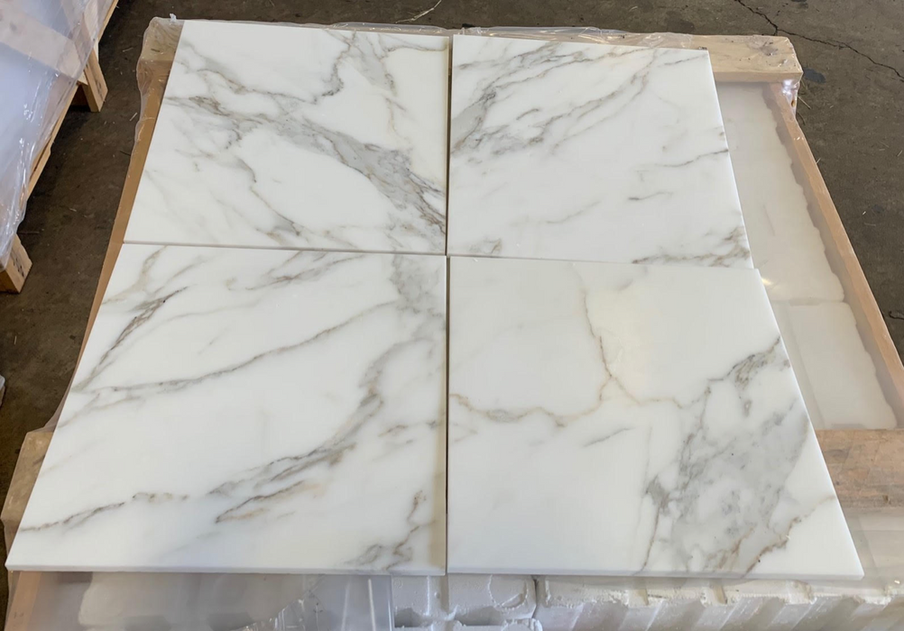 Calacatta Gold Polished Marble Tile - 12" x 12" x 3/8"