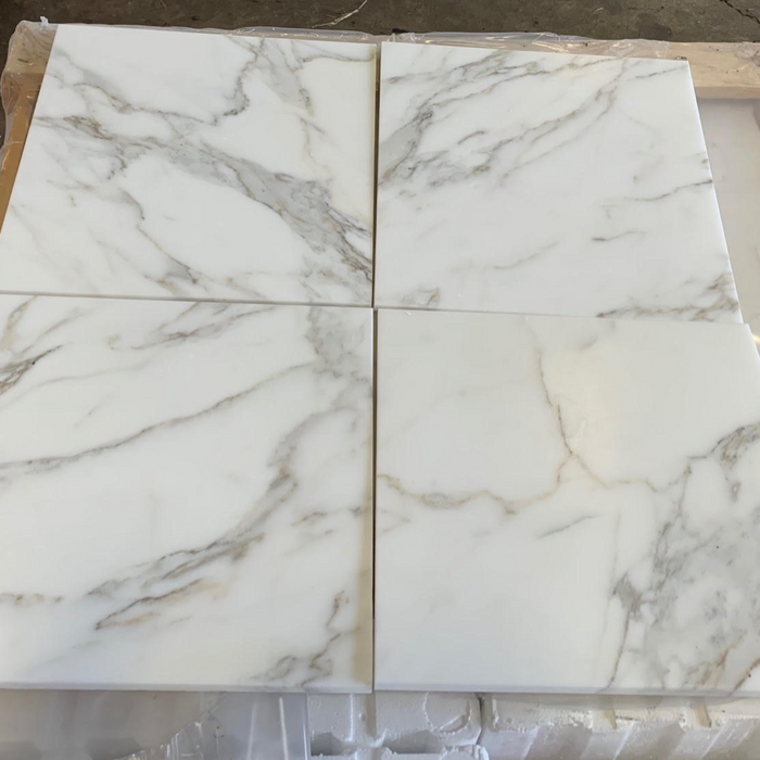 Calacatta Gold Honed Marble Tile - 12" x 12" x 3/8"