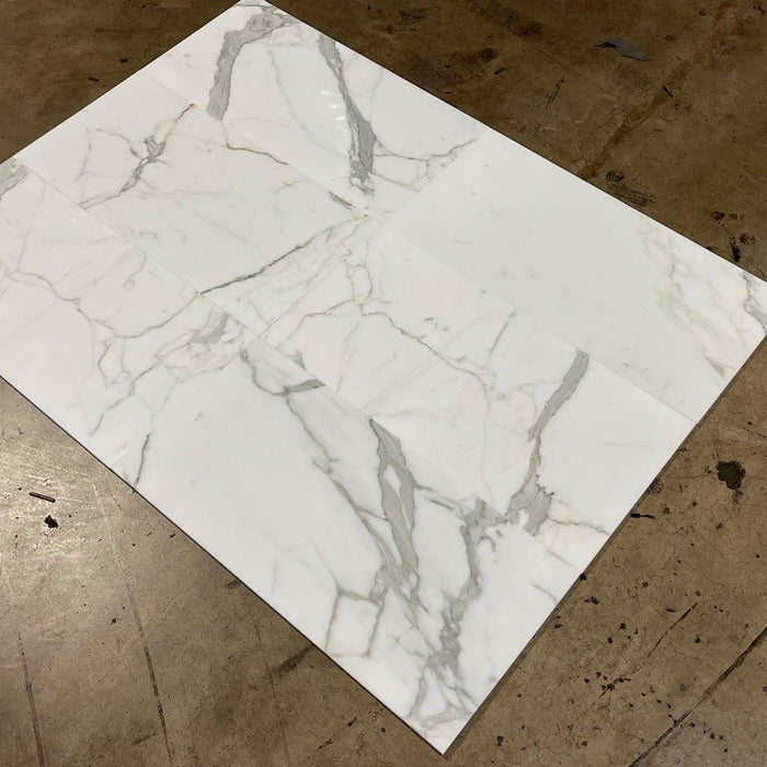 Calacatta Gold Marble Tile - 12" x 24" Honed