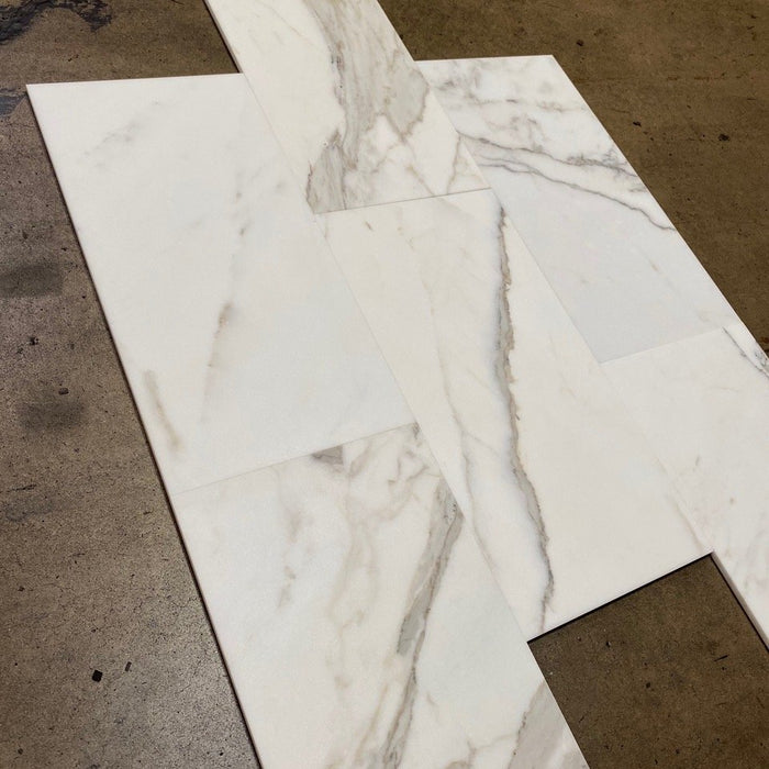 Calacatta Gold Marble Tile - 12" x 24" x 3/8" Honed