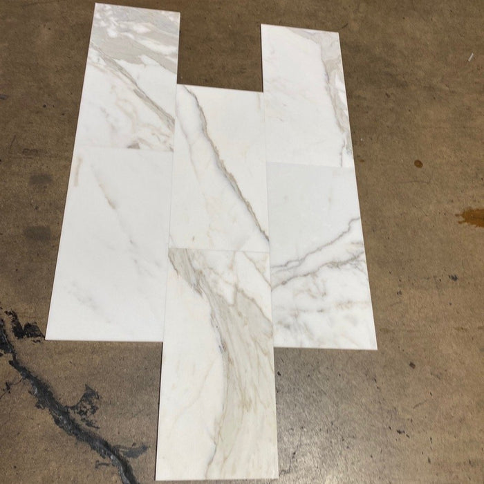 Calacatta Gold Marble Tile - 12" x 24" Honed