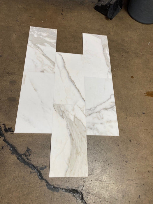 Calacatta Gold Marble Tile - 12" x 24" Honed