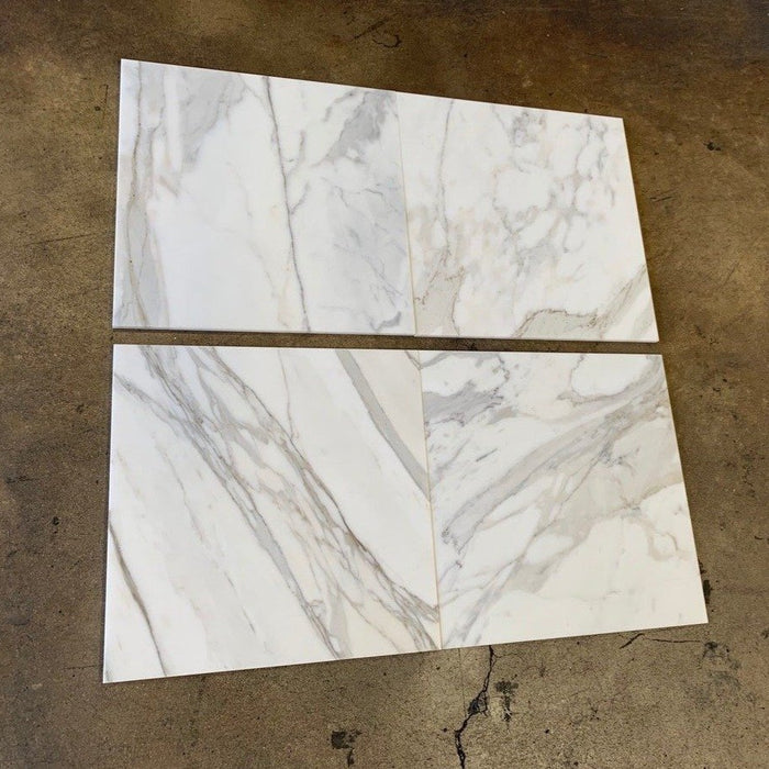 Calacatta Gold Honed Marble Tile - 18" x 18" x 3/8"