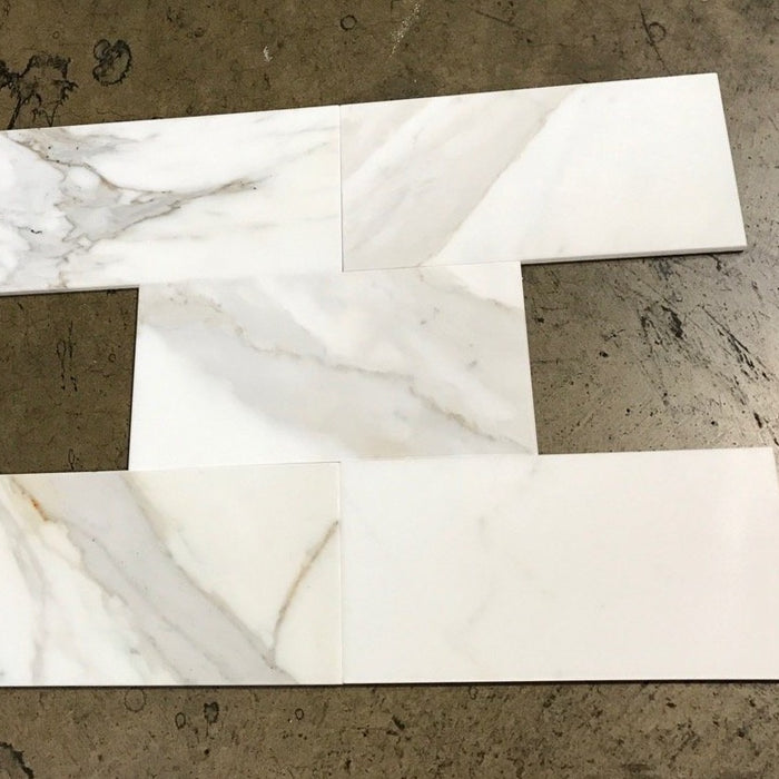 Calacatta Gold Marble Tile - 6" x 12" x 3/8" Honed