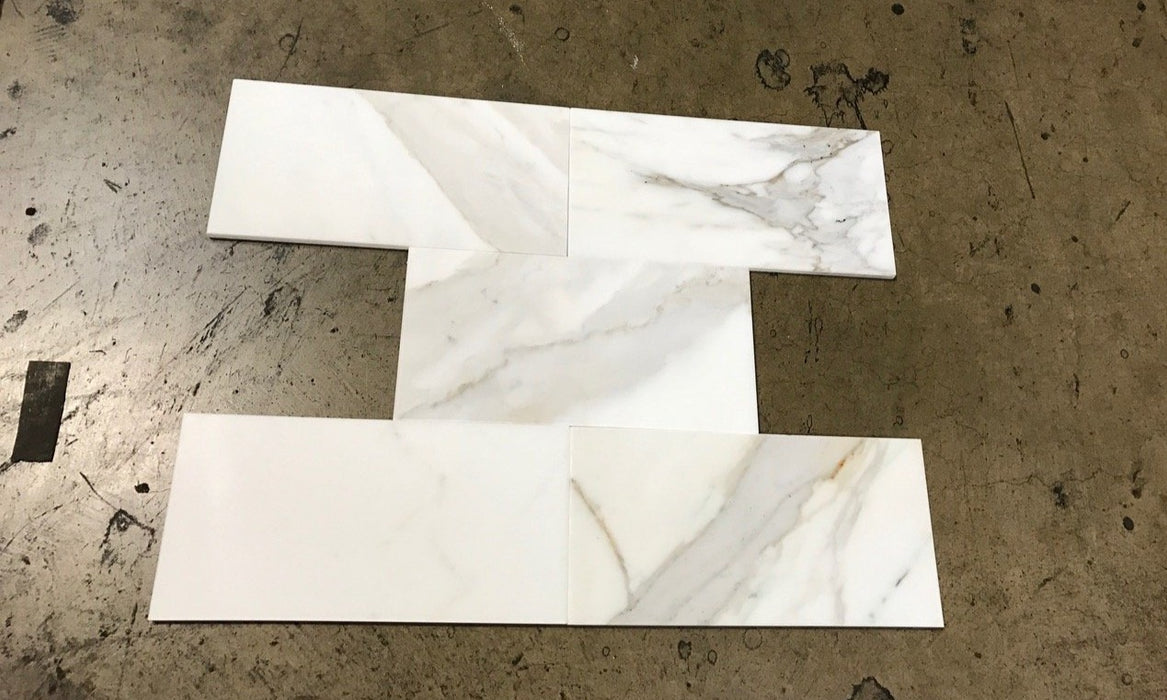Calacatta Gold Marble Tile - 6" x 12" Honed