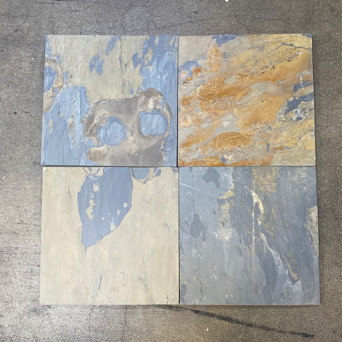 California Gold Slate Tile - 12" x 12" x 1/2" Natural Cleft Face, Gauged Back