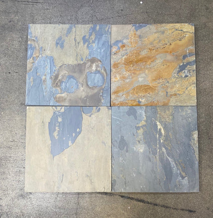 California Gold Slate Tile - 12" x 12" x 1/2" Natural Cleft Face, Gauged Back