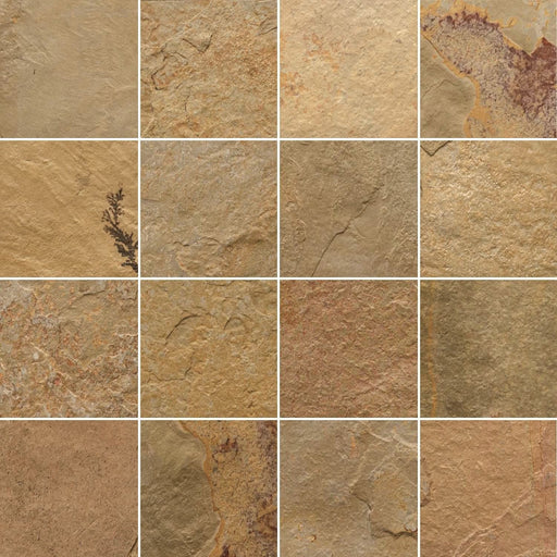 Full Tile Sample - Camel Slate Tile - 16" x 16" x 3/8" Natural Cleft Face with Gauged Back