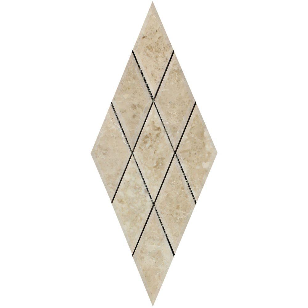 Cappuccino Marble Mosaic - 3" x 6" Beveled Diamond Polished