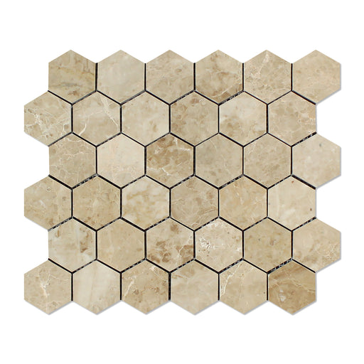 Cappuccino Marble Mosaic - 2" Hexagon Polished