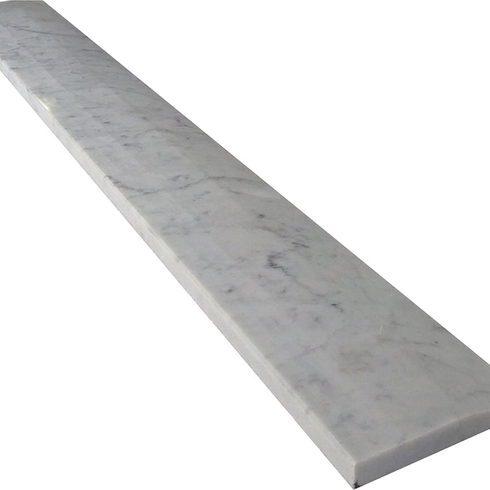 White Carrara Polished Marble Threshold - 4" x 36" Single Hollywood