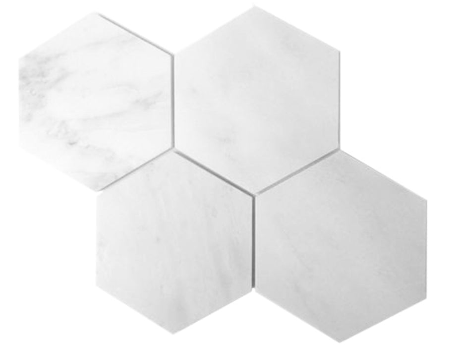 White Carrara Marble Mosaic - 5" Hexagon Polished