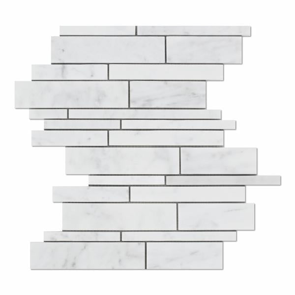 White Carrara Marble Mosaic - Linear Polished