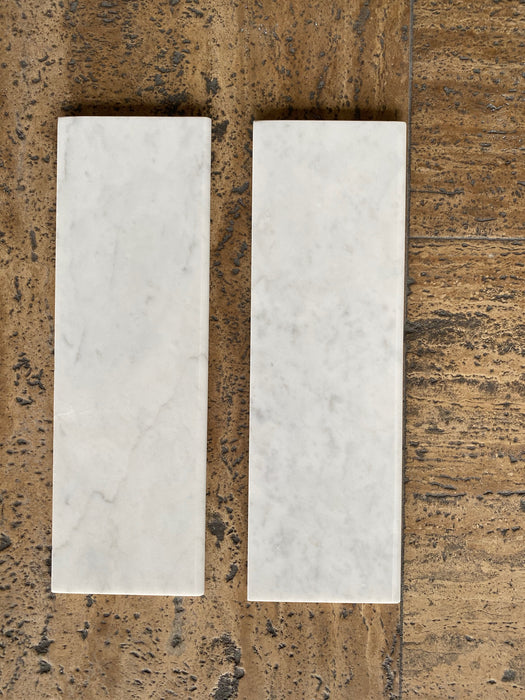 White Carrara Long Side Single Edge Bullnosed Marble Tile - Honed