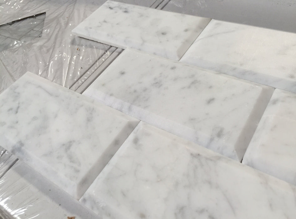 White Carrara Marble Tile - 3" x 6" Honed