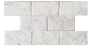 Full Tile Sample - White Carrara Beveled Marble Tile - 4" x 12" x 3/8" Honed