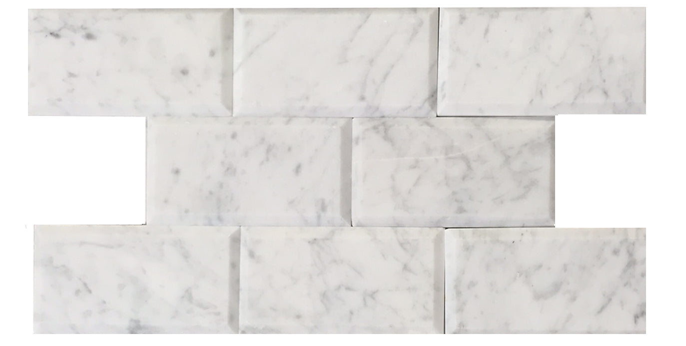White Carrara Marble Honed Tile - 3" x 6" x 3/8"
