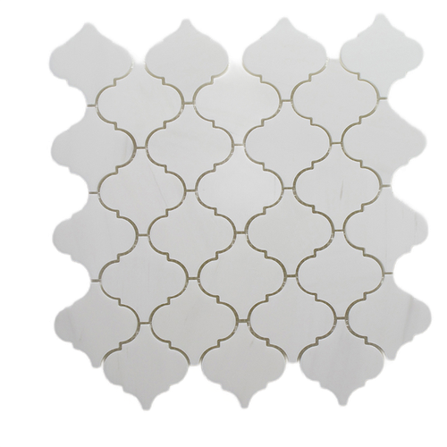 Full Sheet Sample - White Carrara Casablanca Arabesque Marble Mosaic - 12" x 12" x 3/8" Polished