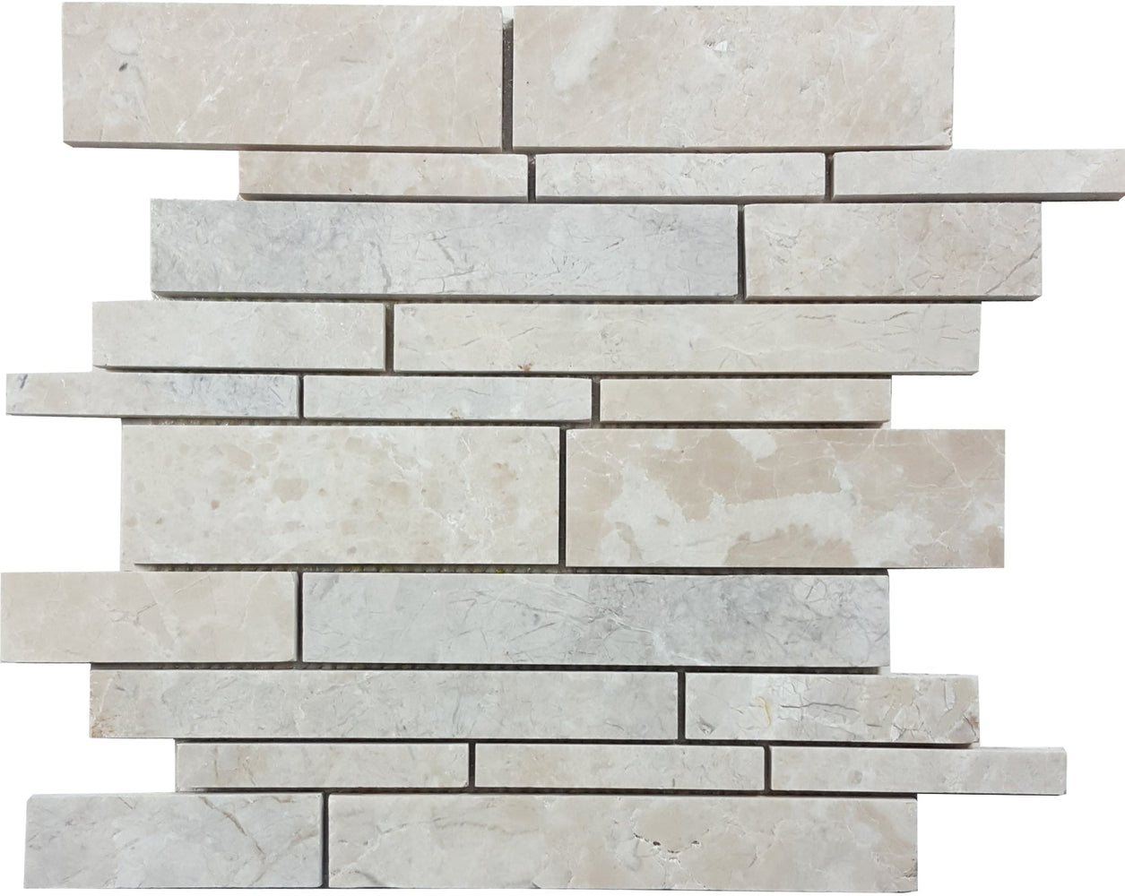 Full Sheet Sample - Pietra Antica Antique Stones Cashmere Beige Random Linear Natural Stone Mosaic - 12" x 12" Brushed