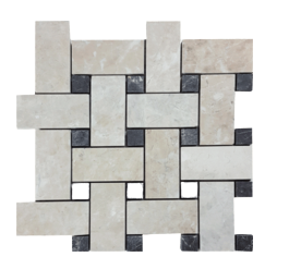 Full Sheet Sample - Pietra Antica Antique Stones Cashmere Beige Basket Weave Natural Stone Mosaic - 12" x 12" Brushed