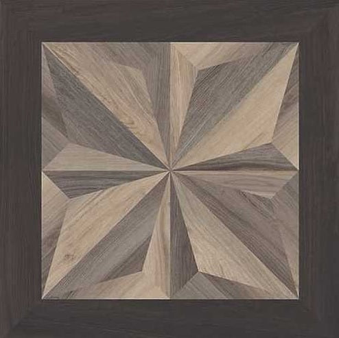 Full Tile Sample - Eluvio Amber / Hazel / Umber Cassettone Decor 3 Porcelain Tile - 24" x 24" x 8 MM Matte