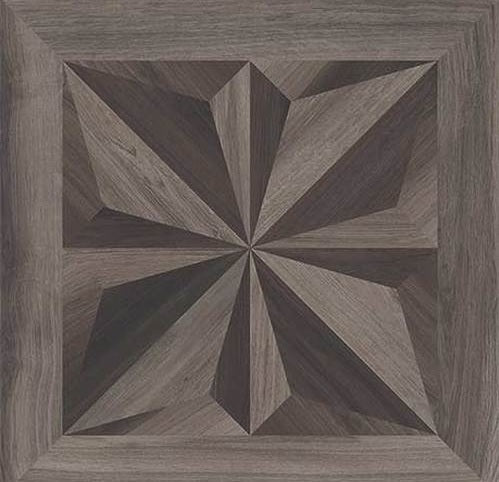 Full Tile Sample - Eluvio Hazel / Umber Cassettone Decor 4 Porcelain Tile - 24" x 24" x 8 MM Matte