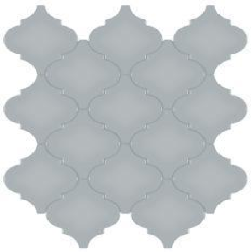 Full Sheet Sample - Soho Cloud Blue Arabesque Ceramic Mosaic - 12" x 13.25" Glossy