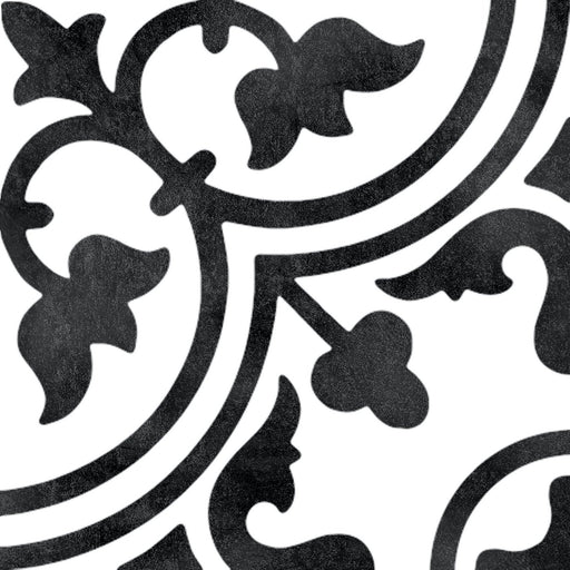 Valencia Deco Clover B&W Pattern Porcelain Tile - 6" x 6" Matte