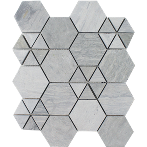 Full Sheet Sample - Haisa Blue Contempo Hexagon Natural Stone Mosaic - 10.5" x 12" Textured