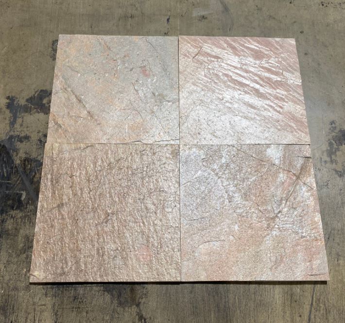 Natural Cleft Face, Gauged Back Copper Slate Tile - 16" x 16" x 3/8" - 1/2"