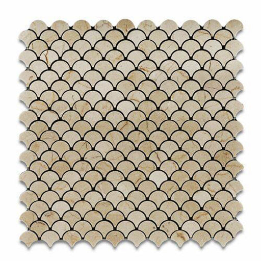 Crema Marfil Marble Mosaic - 1" Fan Polished