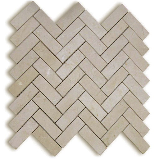 Crema Marfil Marble Mosaic - 1" x 3" Herringbone Polished